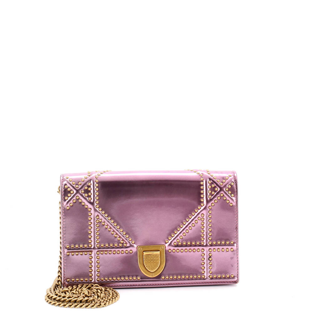 Christian Dior Small Diorama Flap Bag Studded Patent